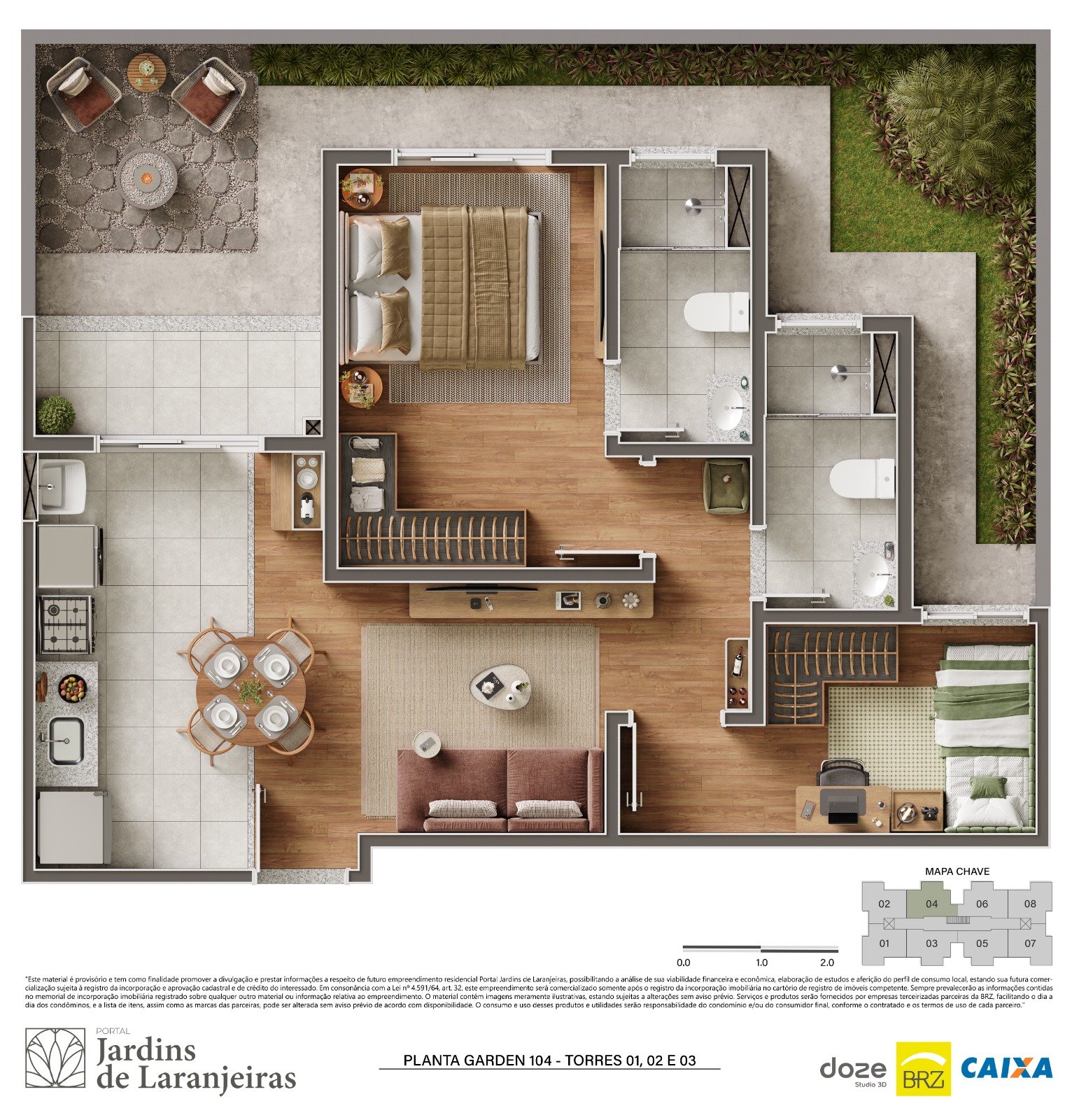 Planta Garden 104, Torres 01, 02 e 03
