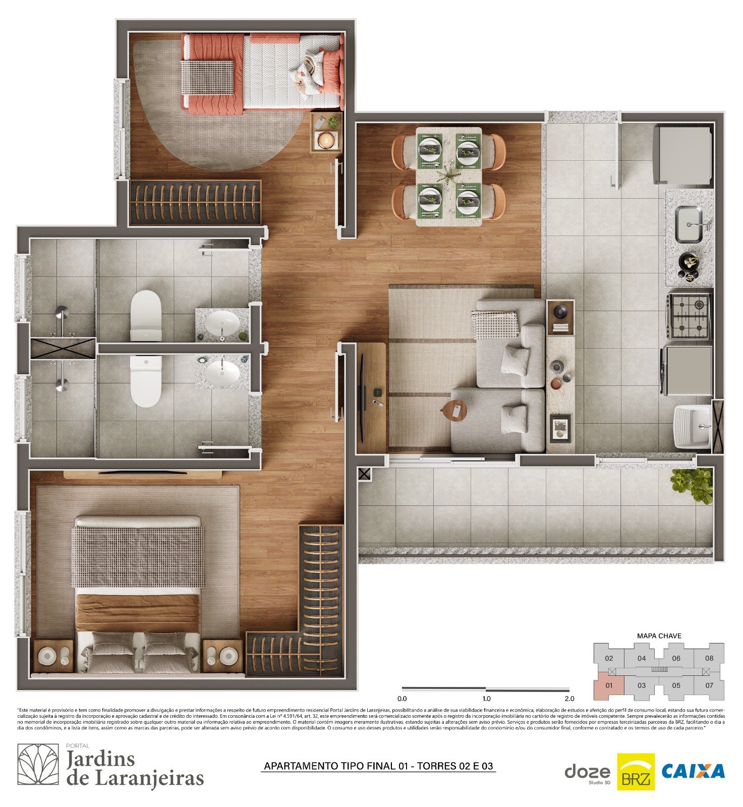 Planta Tipo Final 01, Torres 02 e 03