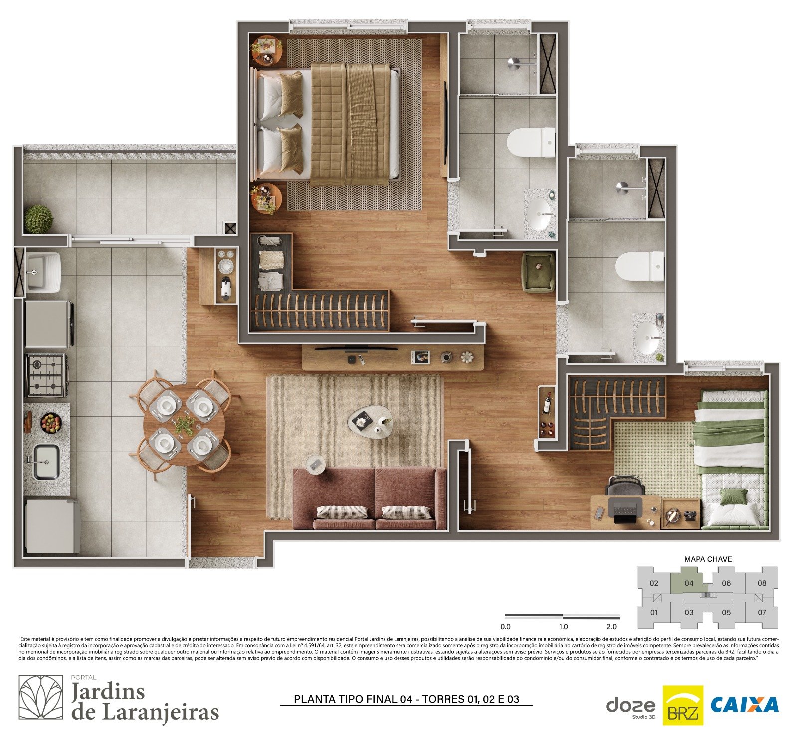 Planta Tipo Final 04, Torres 01, 02 e 03